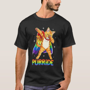 Dabbing Purride Cat Gay Pride Lgbt Rainbow Flag D T-Shirt