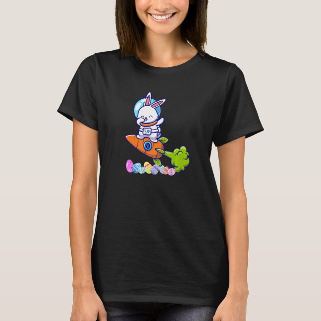 Dabbing Rabbit Astronaut Easter Bunny Carrot Rocke T-Shirt (Front)