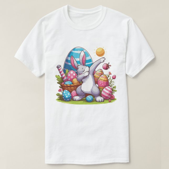 Dabbing Rabbit Bunny Easter Day Boys Girls Gift T-Shirt (Design Front)