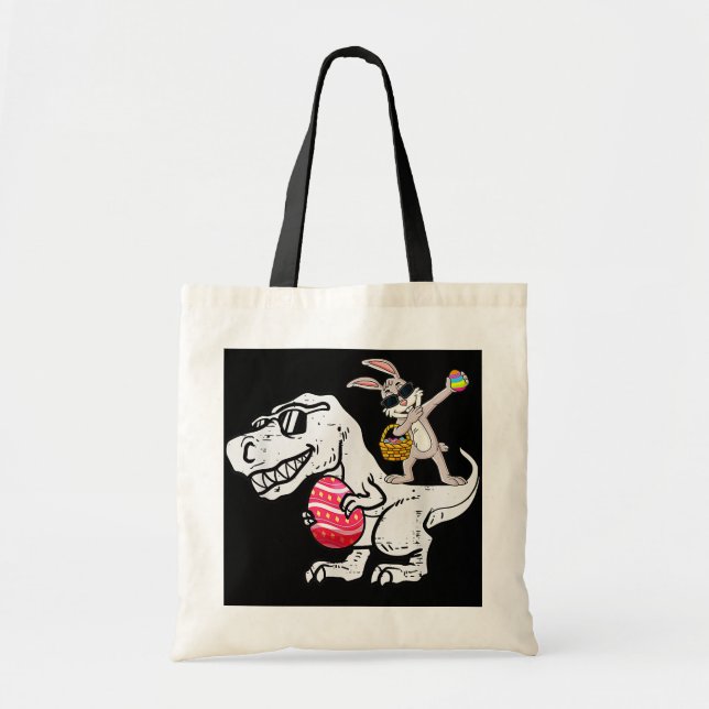 Dabbing Rabbit Easter Day Dinosaur Dino Eggs Boys Tote Bag (Front)