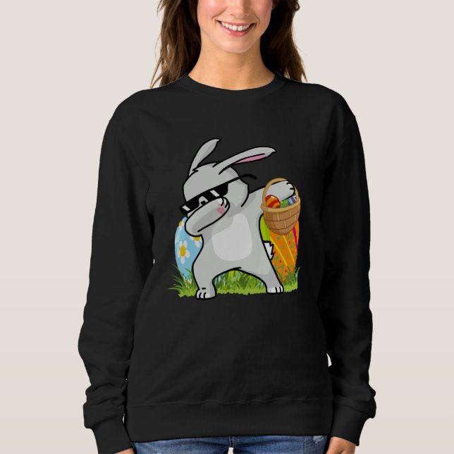 Dabbing Rabbit Easter Day Eggs Bunny Dabbing Boys  Sweatshirt (Front)