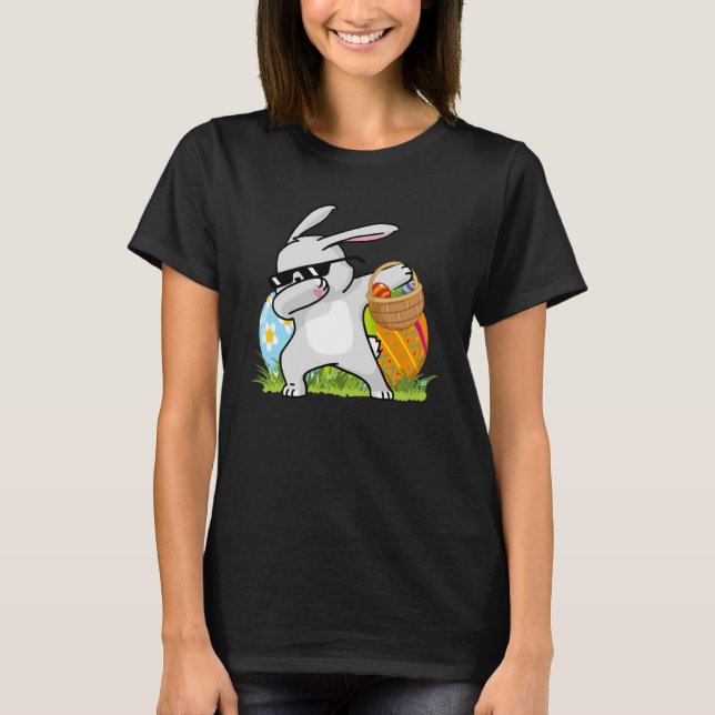 Dabbing Rabbit Easter Day Eggs Bunny Dabbing Boys  T-Shirt (Front)