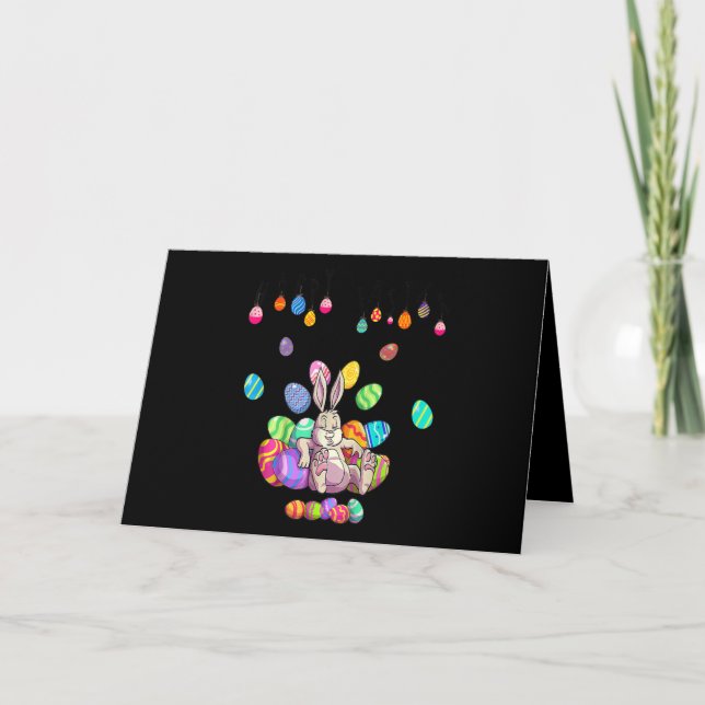 Dabbing Rabbit Easter Day Eggs Card (Front)