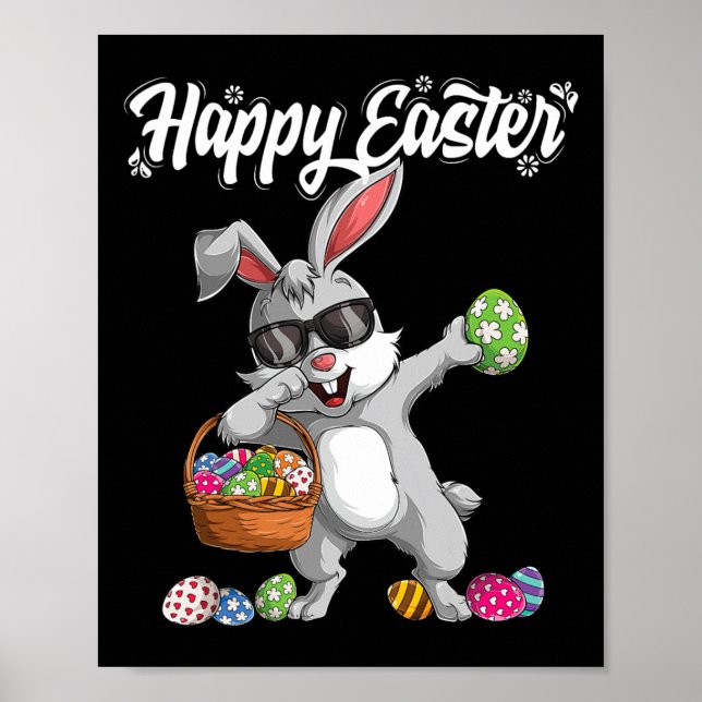 Dabbing Rabbit Easter Day Eggs Dab Boys Girls Kid  Poster (Front)