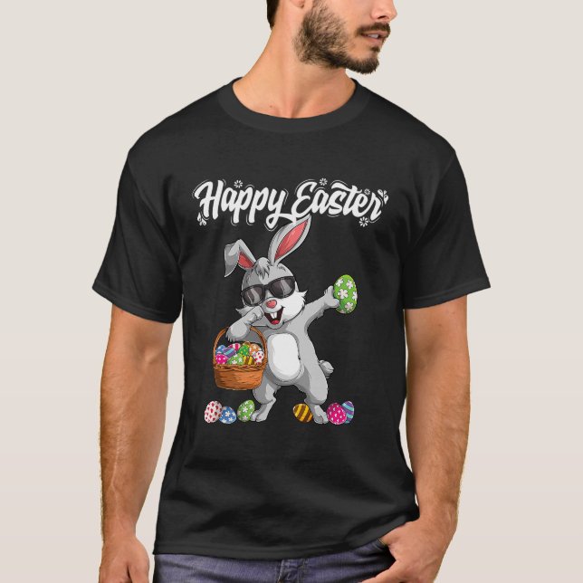 Dabbing Rabbit Easter Day Eggs Dab Bunny T-Shirt (Front)