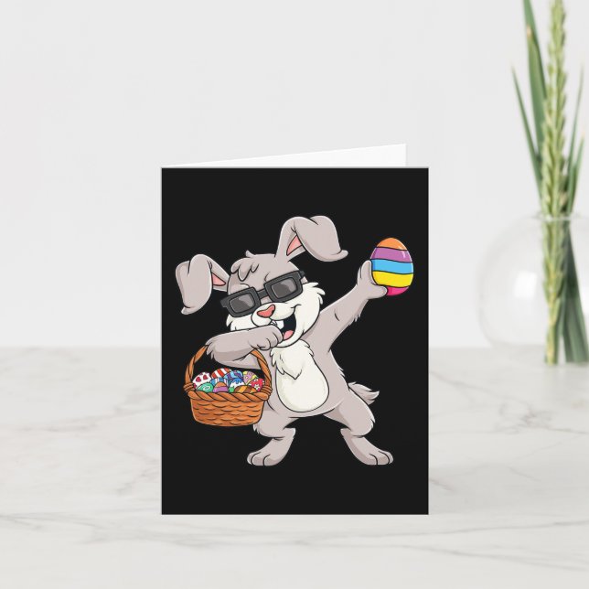Dabbing Rabbit Easter Day Eggs Fun Toddler Boys Gi Card (Front)