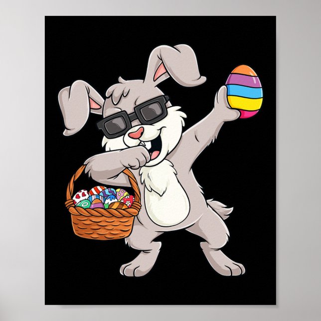 Dabbing Rabbit Easter Day Eggs Fun Toddler Boys Gi Poster (Front)