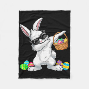 Dabbing Rabbit Easter Day Eggs Sket Boys Kids East Fleece Blanket