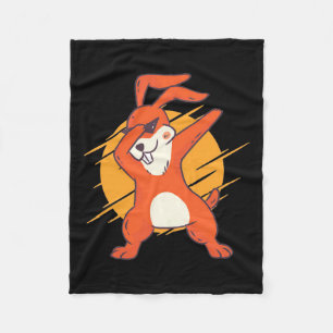 Dabbing Rabbit Fleece Blanket