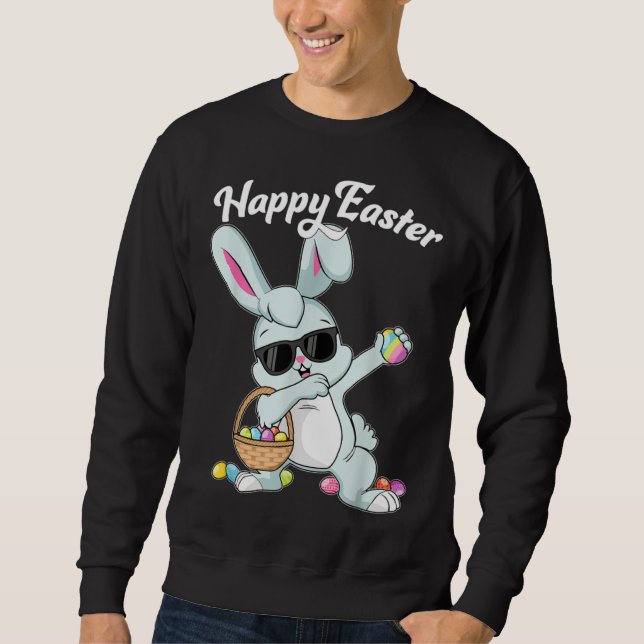 Dabbing Rabbit Happy Easter Day Eggs Dab Boys Girl Sweatshirt (Front)