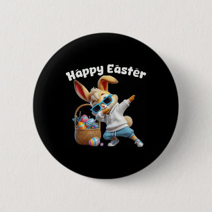 Dabbing Rabbit Happy Easter Day Eggs Dab Boys Kids 6 Cm Round Badge