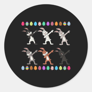 Dabbing Rabbits Easter Day Eggs Dab Boys Girls Kid Classic Round Sticker