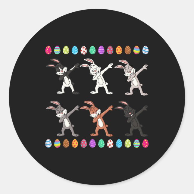 Dabbing Rabbits Easter Day Eggs Dab Boys Girls Kid Classic Round Sticker (Front)