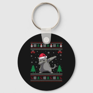 Dabbing Ragdoll Cat Santa Hat Boys Girls Kids Chri Key Ring