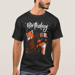 Dabbing Red Panda 1st Birthday Girl 1 Year Old Gir T-Shirt
