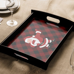 Dabbing Red Plaid Santa Claus   Fun Rustic Buffalo Tissue Paper