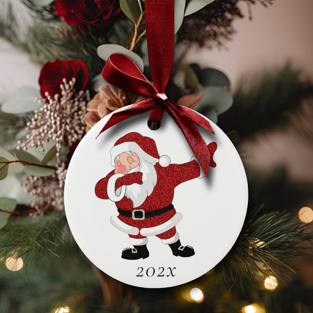Dabbing Red Santa Claus | Fun Holiday XMAS Humour Ceramic Ornament (Creator Uploaded)