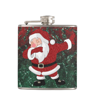 Dabbing Red Santa Claus   Fun Holiday XMAS Humour Hip Flask
