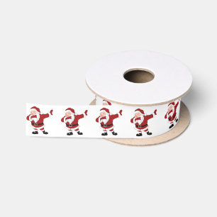 Dabbing Red Santa Claus Fun Holiday XMAS Humour Satin Ribbon