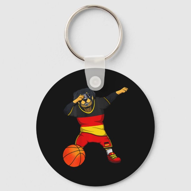 Dabbing Rottweiler Germany Jersey German Sketll Lo Key Ring (Front)