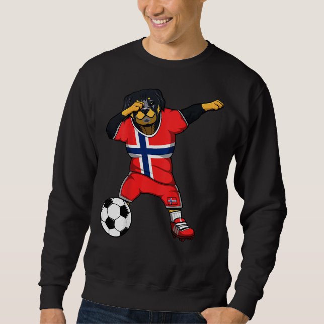 Dabbing Rottweiler Norway Soccer Fans Sweatshirt (Front)