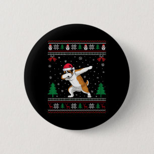 Dabbing Saint Bernard Dog Santa Hat Boys Girls Chr 6 Cm Round Badge
