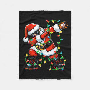 Dabbing Santa Baseball Christmas Lights Xmas Baseb Fleece Blanket