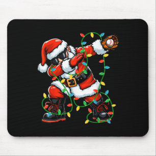 Dabbing Santa Baseball Christmas Lights Xmas Baseb Mouse Pad