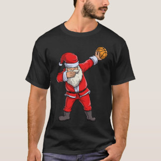 Dabbing Santa Basketball Christmas Hat Ball Sport T-Shirt