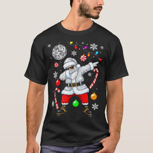 Dabbing Santa Christmas Disco Retro 70s 80s Vibes  T-Shirt (Front)