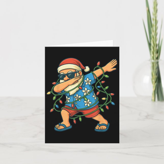 Dabbing Santa Christmas In July 2025 Boys Hawaiian Card (Front)