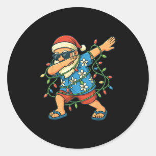 Dabbing Santa Christmas In July 2025 Boys Hawaiian Classic Round Sticker
