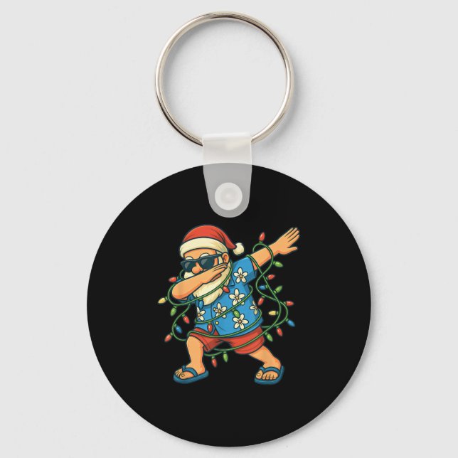 Dabbing Santa Christmas In July 2025 Boys Hawaiian Key Ring (Front)