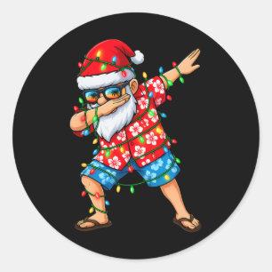 Dabbing Santa Christmas In July Boys Men Hawaiian Classic Round Sticker