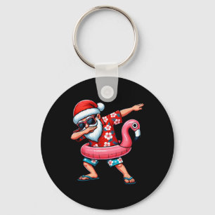 Dabbing Santa Christmas In July Hawaiian Xmas Dab Key Ring