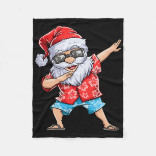 Dabbing Santa Christmas In July Kids Hawaiian Xmas Fleece Blanket