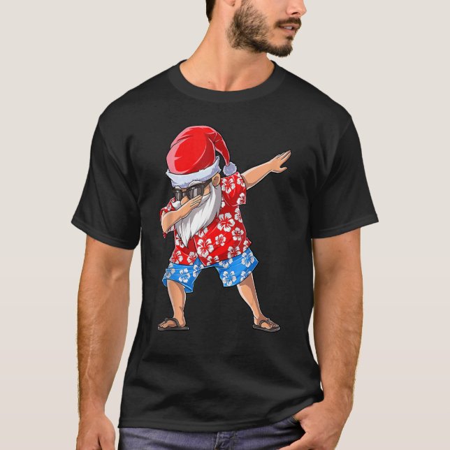 Dabbing Santa Christmas In July  Men Tropical Hawa T-Shirt (Front)