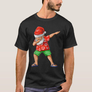 Dabbing Santa Christmas In July Party Hawaiian San T-Shirt