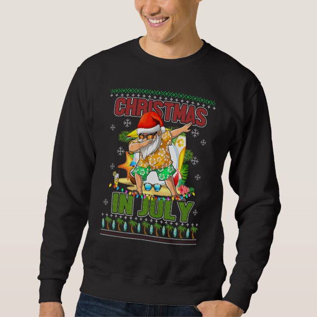 Dabbing Santa Christmas In July Summer Beach Vacat Sweatshirt (Front)