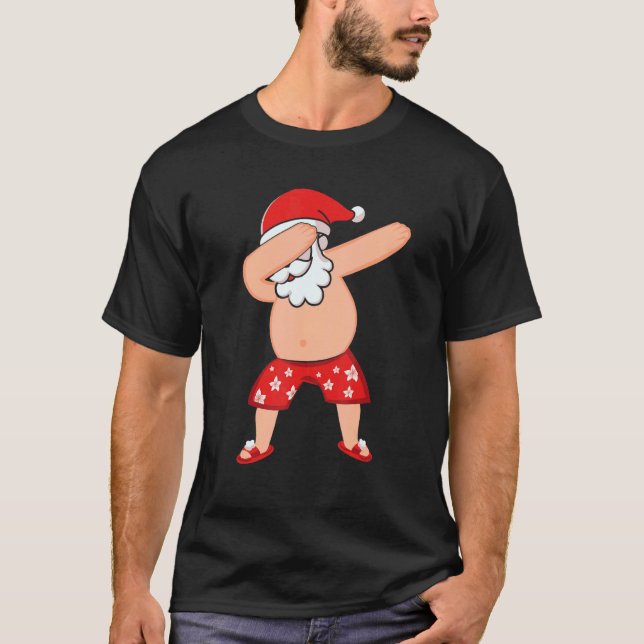 Dabbing Santa Christmas In July Summer Vacation T-Shirt (Front)