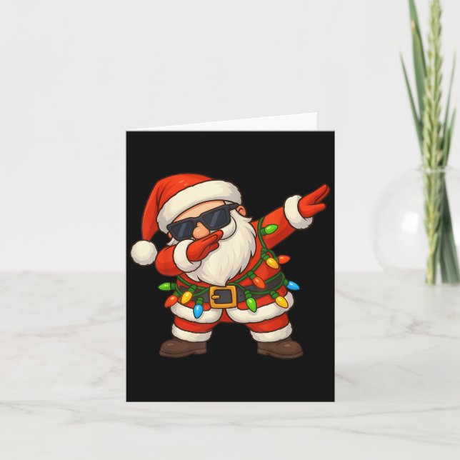 Dabbing Santa Christmas Lights Dab Xmas Girls Boys Card (Front)