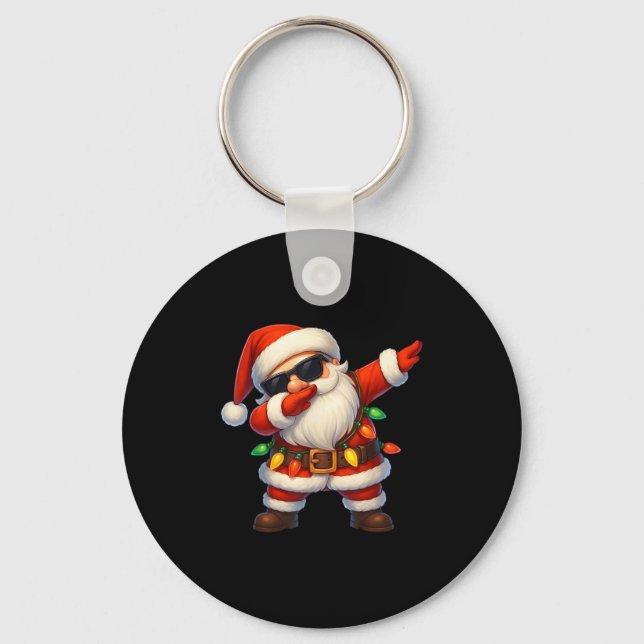 Dabbing Santa Christmas Lights Dab Xmas Girls Boys Key Ring (Front)