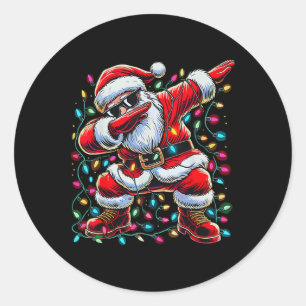 Dabbing Santa Christmas Lights Holidays Fun Classic Round Sticker