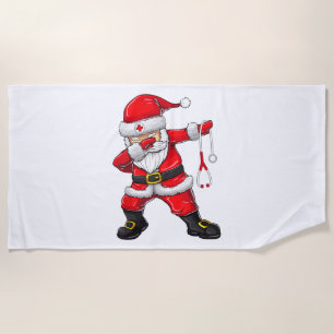 Dabbing Santa Christmas Scrub Beach Towel