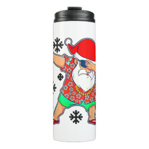 Dabbing Santa, Christmas Summer Tropical Hawaiian Thermal Tumbler