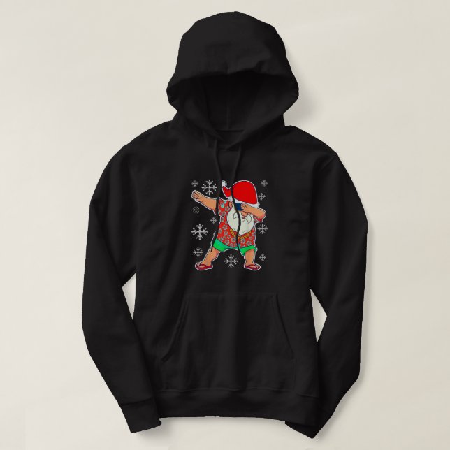Dabbing Santa Christmas-Summer Tropical Hawaiian X Hoodie (Design Front)