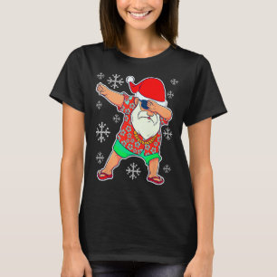 Dabbing Santa Christmas Summer Tropical Hawaiian X T-Shirt