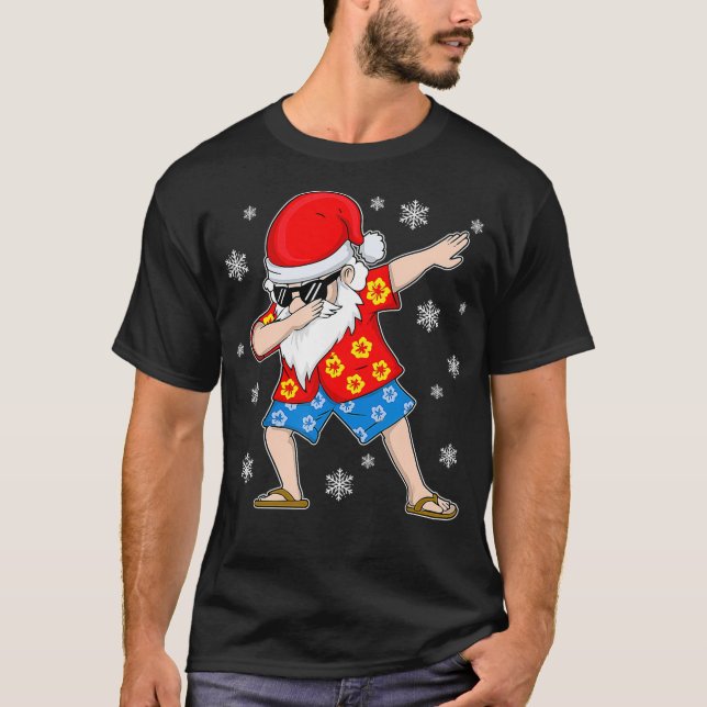 Dabbing Santa Christmas Summer Tropical Hawaiian X T-Shirt (Front)