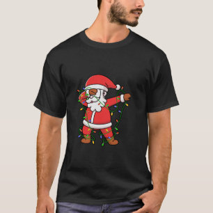 Dabbing Santa Christmas Tree Light Funny Xmas Long T-Shirt