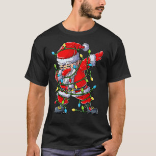 Dabbing Santa Christmas Tree Lights Xmas Boys Kids T-Shirt